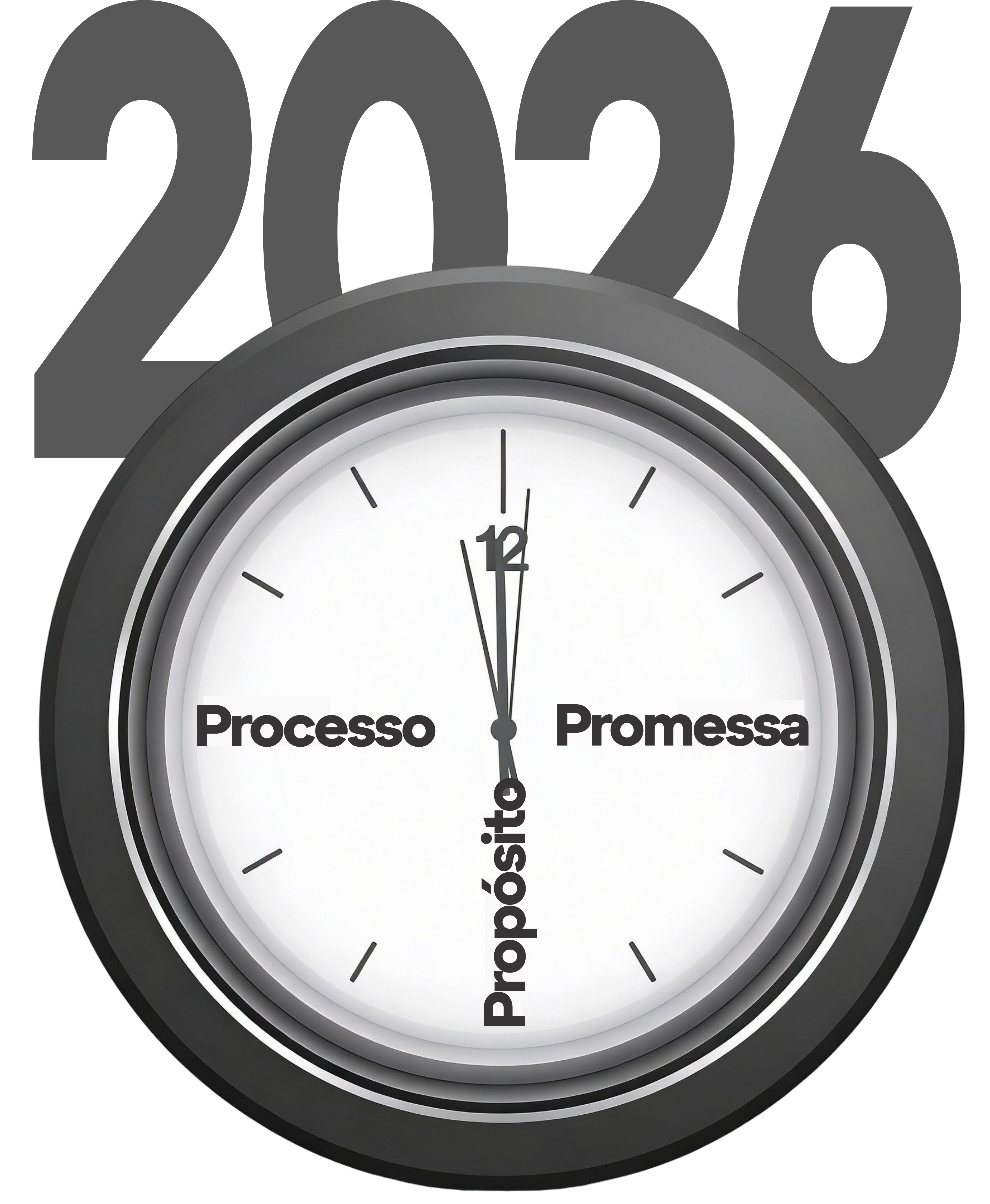 Relógio do tema 2026: Processo, Propósito e Promessa